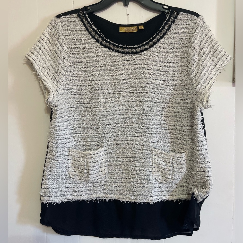 Princess Vera wang Tweed Short Sleeve Top